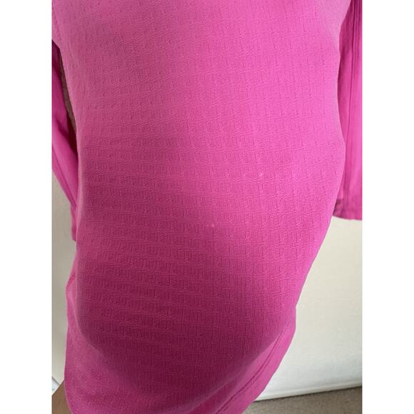 IBKUL Golf Pullover Shirt Ruched 1/4 Zip UPF 50 Pink Long Sleeve Stretch Active - Picture 7 of 9